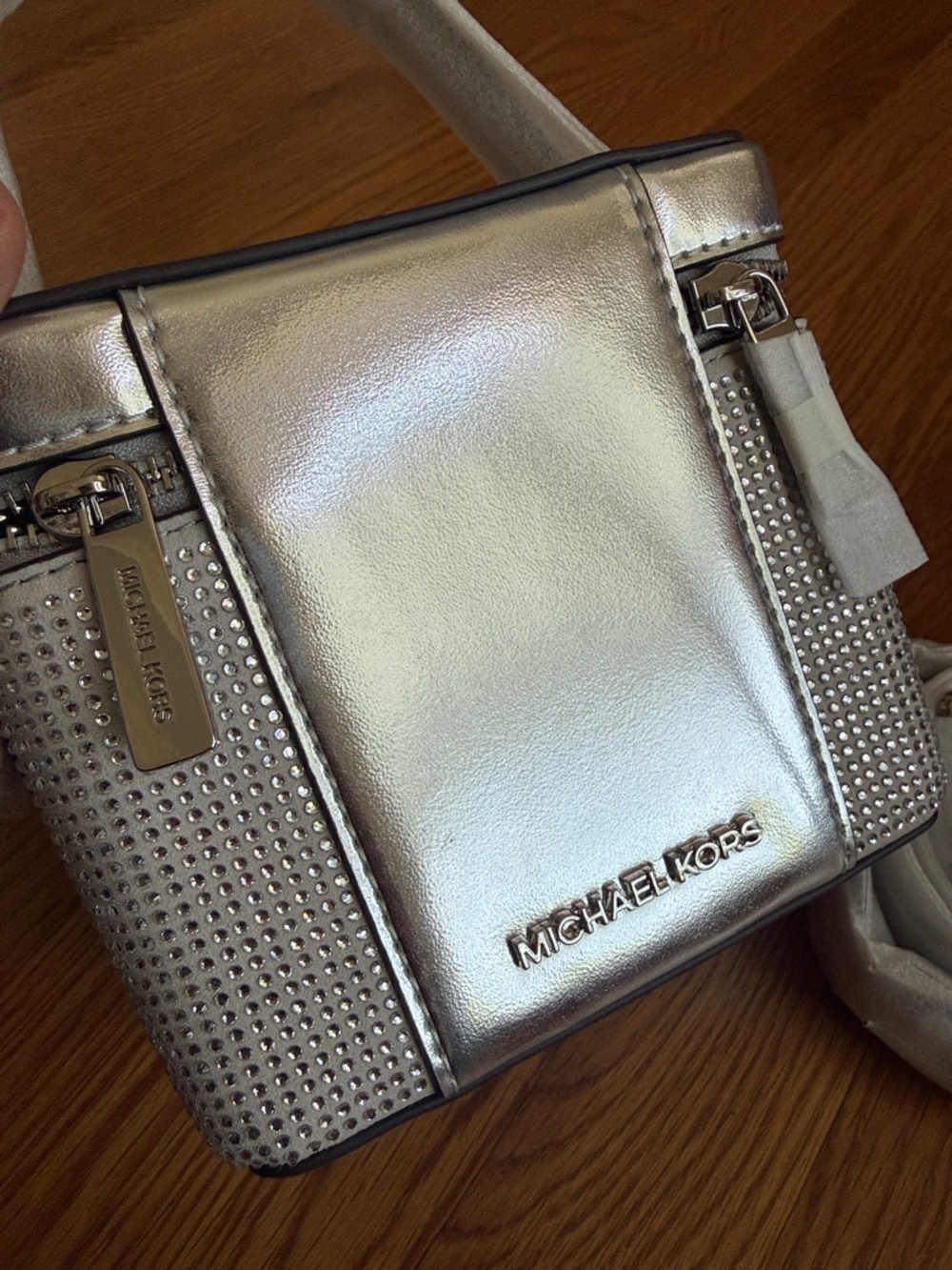 Michael Kors Silver Mini Vanity Bag with Strap - Picture 4 of 7